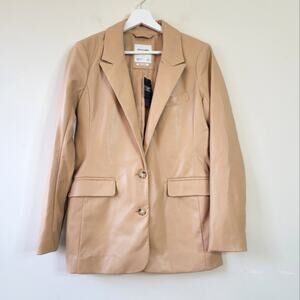 Abercrombie & Fitch Faux Leather Blazer Jacket Camel size Small